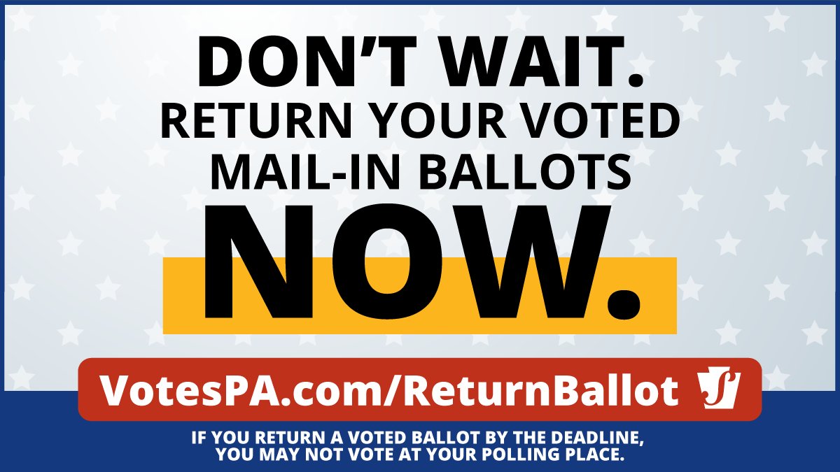 Don't wait. Return your mail-in ballots now.