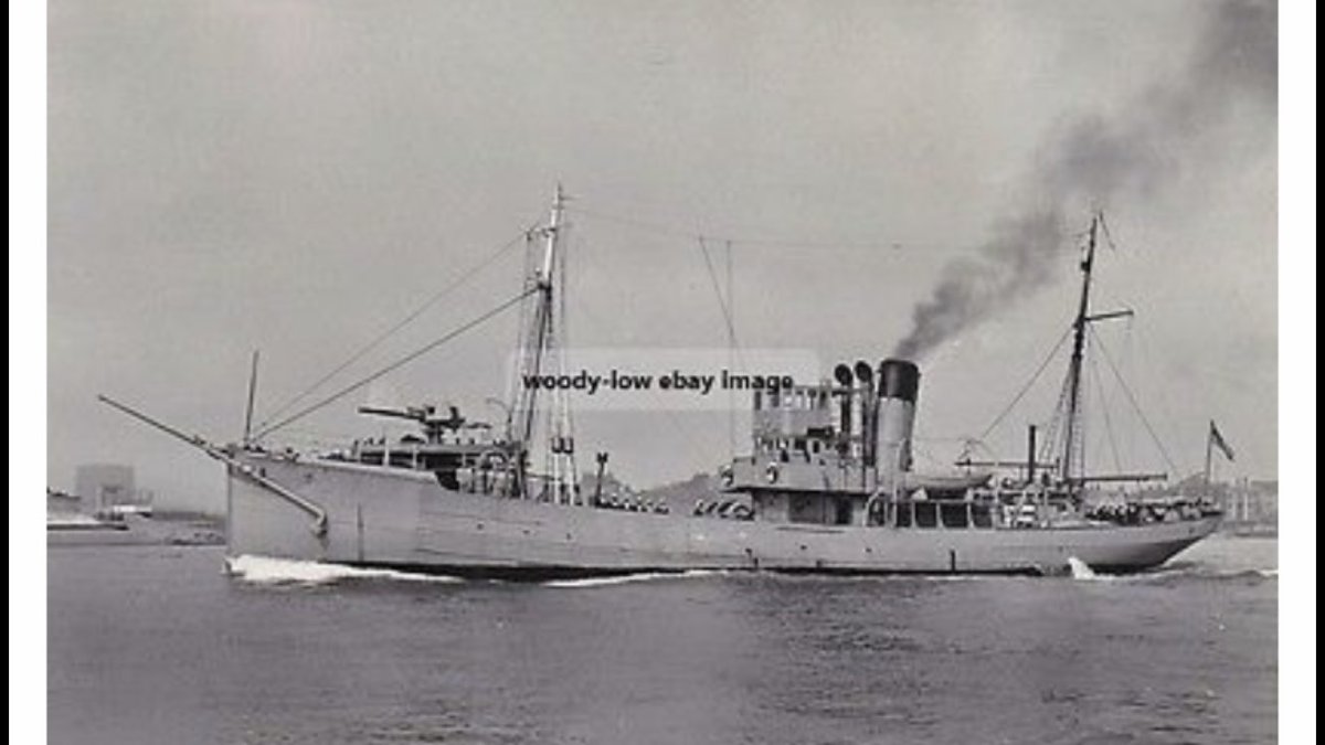 Like most RNPS men, Arthur served on a converted trawler, HM Trawler Cypress. Unusually, Cypress was taken over by the Admiralty in 1935, well before the war. She was used as a minesweeping trawler. I found this photo on eBay. Arthur was a Steward.