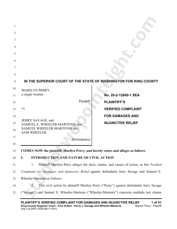 studio2point8's tweet image. Marilyn Perry, Studio 2.8 Photography managing photojournalist, filed a King County Superior Court civil suit against Seattle area political activist - Jerry Savage @survey_sample - on August 17, 2020. Claims include: assault & battery, defamation per se, & business interference.
