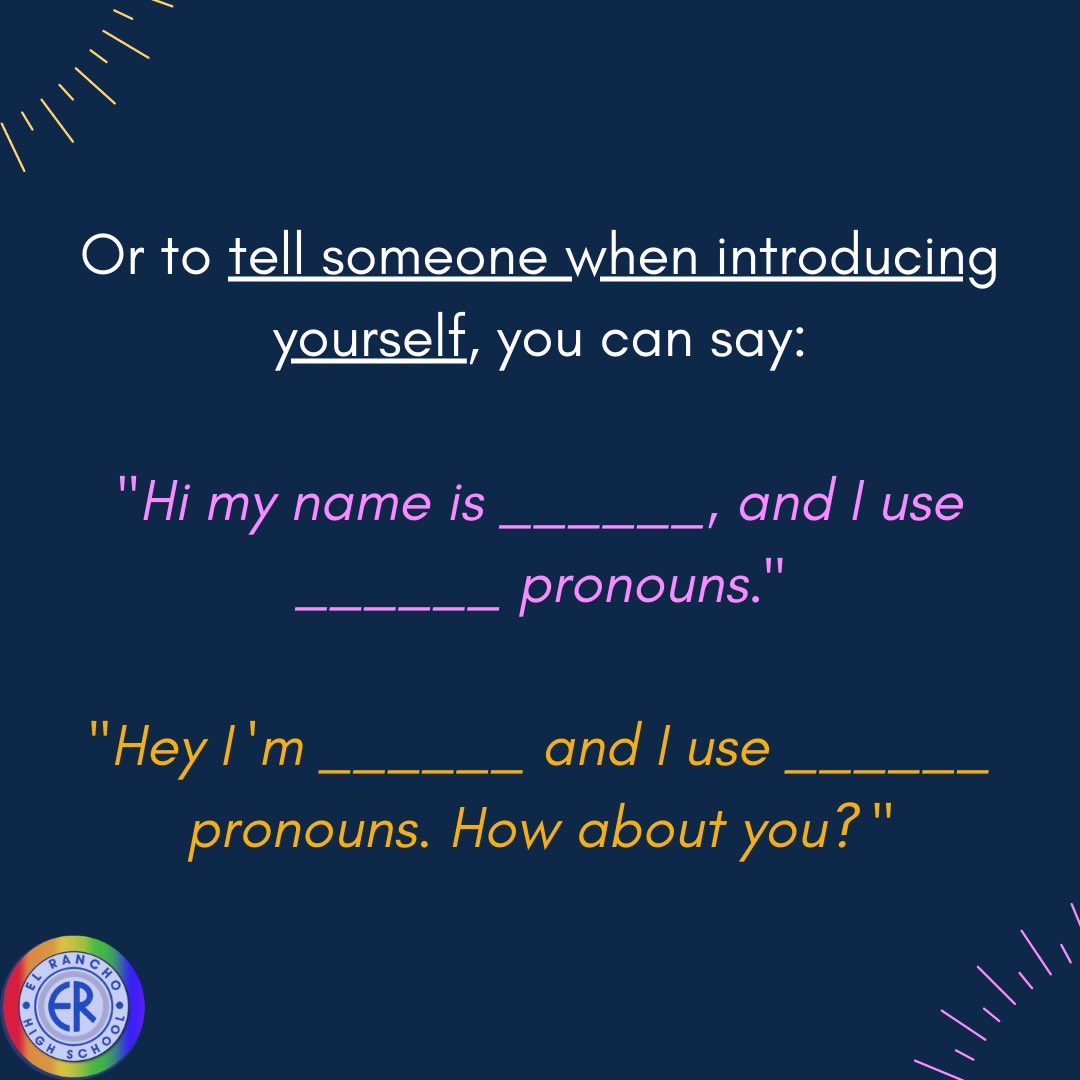 erhs_pa's tweet photo. It’s #PronounsDay !
It costs nothing to respect someone's pronouns. Asking someone their pronouns and respecting them will make them feel comfortable and it’s the least you could do as a decent human being! Here are some ways to ask for someone’s pronouns or to share your own: https://t.co/YAIDI2OhIx