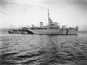 Just over two years later Hedley also lost his life in the service of his country, on the other side of the world just weeks before the war ended. Hedley was also a Steward, serving in HMS Squirrel, a modern purpose-built Algerine Class sweeper. Here she is just after completion.