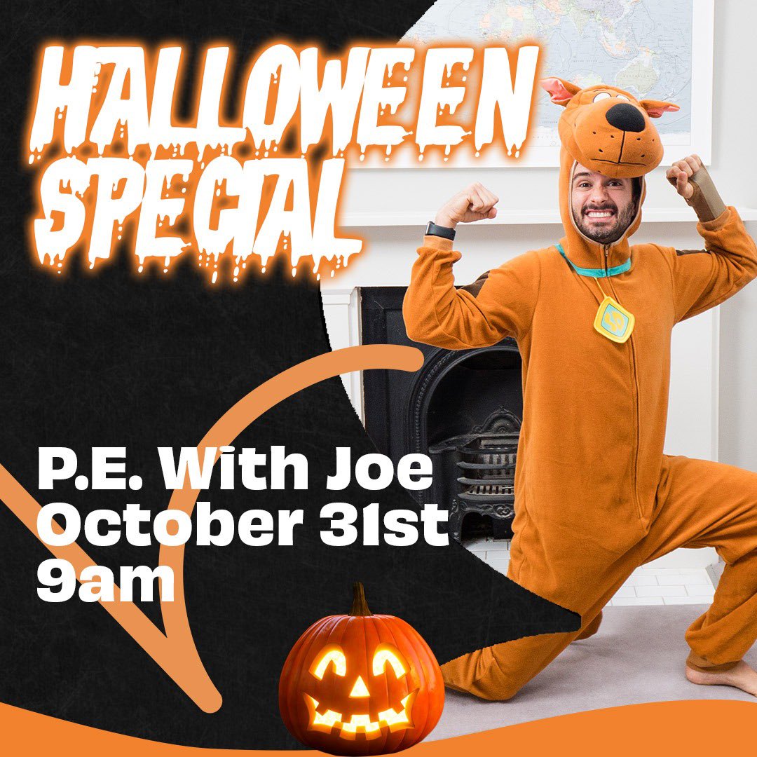 BOO! ๐ป PE With Joe is coming back for a Halloween Special ๐ Get dressed up in your best #Halloween costumes and join me for a freaky family workout on October 31st at 9am on my YouTube channel ๐ฑ
Whoโs in? ๐
Please RT so we can get more people involved ๐น
#pewithjoe https://t.co/rcaMMsQL27