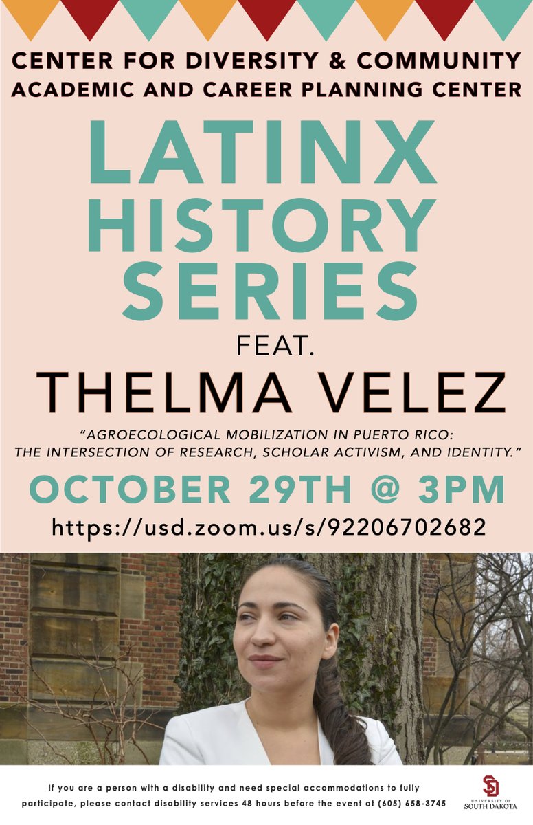 Please join us Thursday, October 29th at 3PM on Zoom (usd.zoom.us/j/92206702682) for the second installment featuring Thelma Velez.