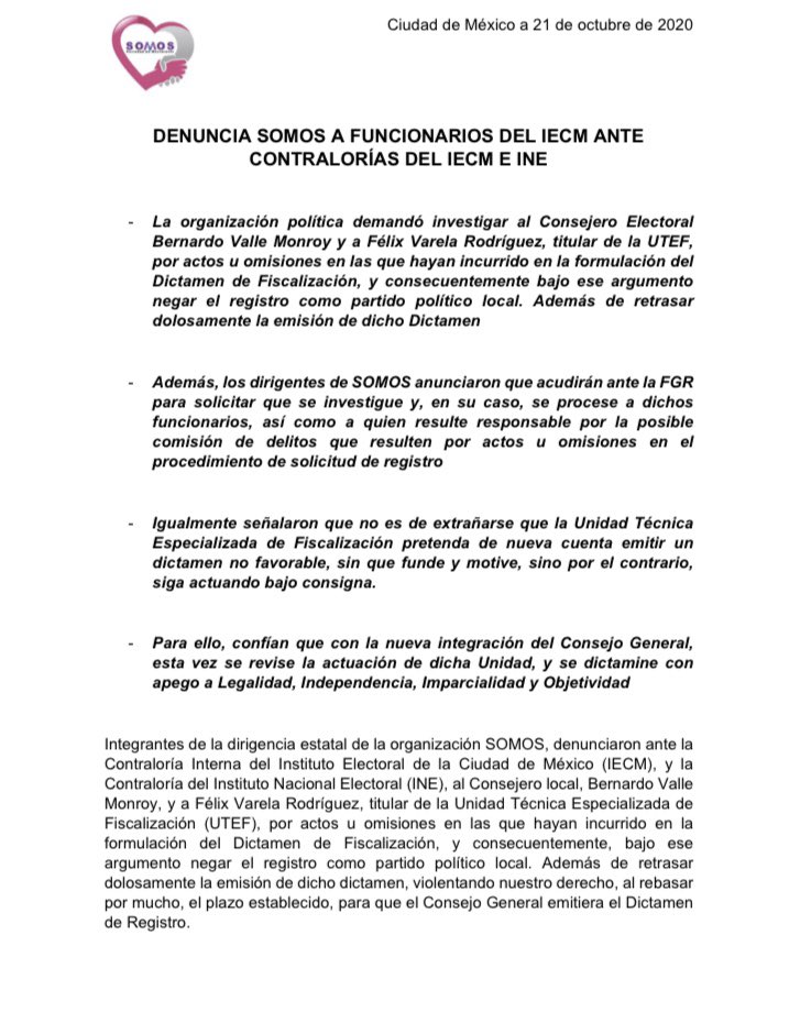 orgSOMOSmx's tweet image. El día de hoy presentamos denuncias ante las contralorías del @iecm y del @INEMexico, en contra de dos funcionarios del IECM, por actos u omisiones en las que hayan incurrido en la formulación del Dictamen de  Fiscalización.

#SOMOSVA!
#SociedadEnMovimiento 
#SomosCDMX