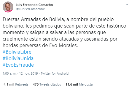 Camacho y Mesa han pasado de participar en HT que tenían cientos de miles de tuits en horas a recibir 200 tuits e apoyo en una semana. De tener miles de RTs a apenas unas decenas. Durante la semana del golpe sus cuentas crecieron más de 100.000 seguidores.