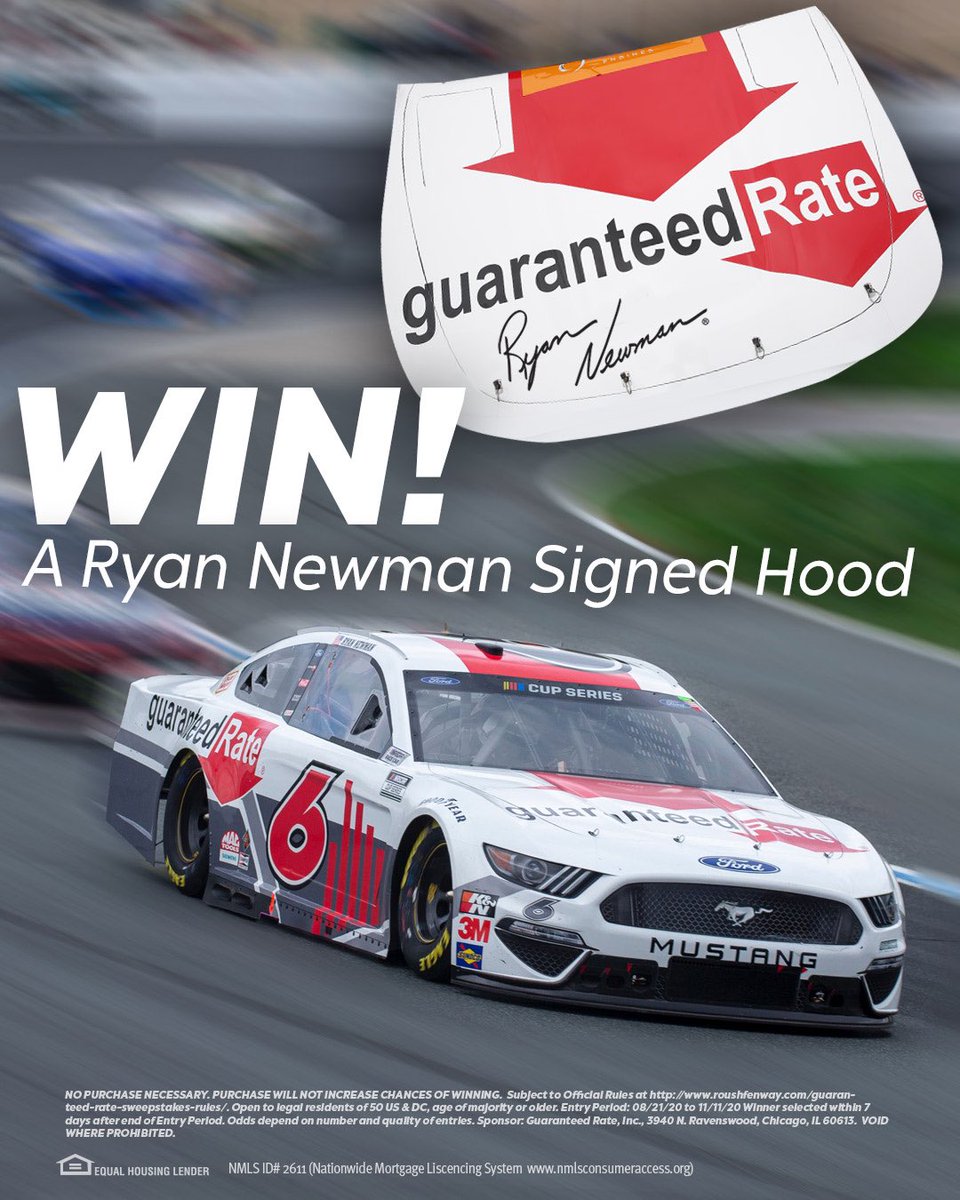 RFKracing's tweet photo. Enter to WIN a signed hood from the No. 6 @RyanJNewman car for your home. Follow @guaranteedrate to enter and don’t forget to tag your NASCAR friends! https://t.co/32dvwnbgKb