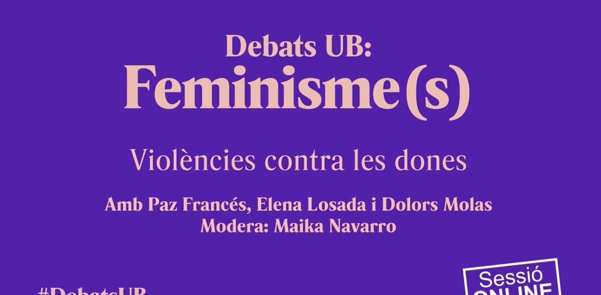 ADHUC_UB's tweet photo. 📢 Elena Losada i Dolors Molas a Debats UB: Feminisme(s)
📆 27/10/2020
❗️Sessió virtual
ℹ️ https://t.co/bfNbg0ffXT https://t.co/dDymNBw1lw