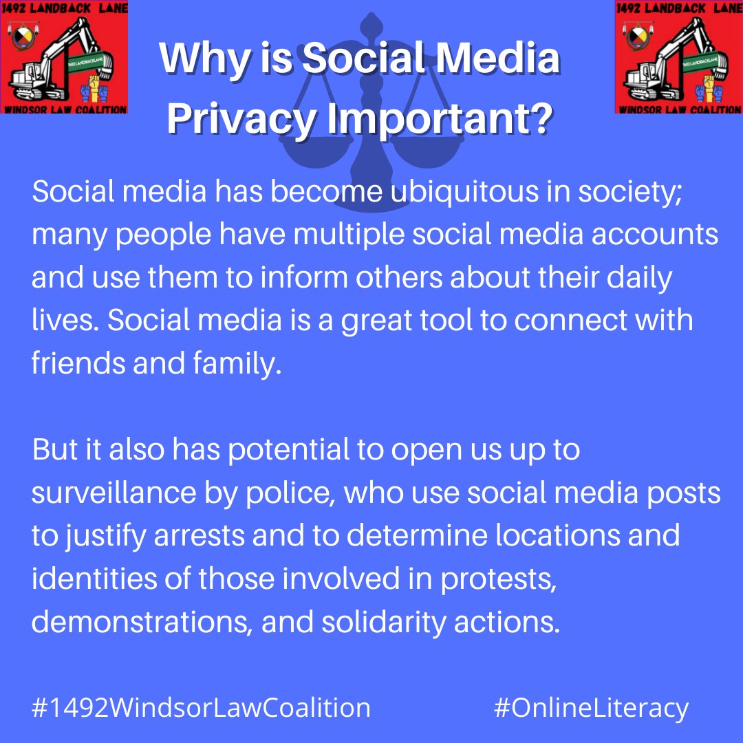 Wondering what you can do to help the land defenders at  #1492LandBackLane? Start by using social media responsibly  #LandBack  #ShutDownCanada  #SocialMediaCheckIn  #PrivacyAwareness  #OnlineLiteracy