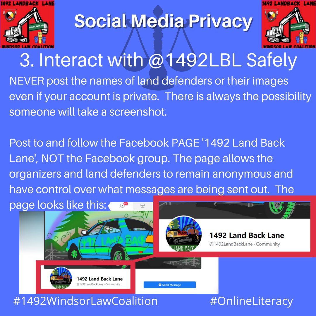 The tips in this thread will help you secure your social media accounts and interact safely with official 1492 Land Back Lane accounts.
