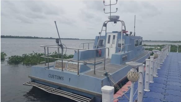 A #Ghana Customs Service boat. The Customs Service plans to develop a functional Marine Detachment Unit. There are challenges with training &amp; other logistics. #SWAIMS is stepping up efforts to address some of these challenges to improve #MaritimeSecurity across the #GulfOfGuinea