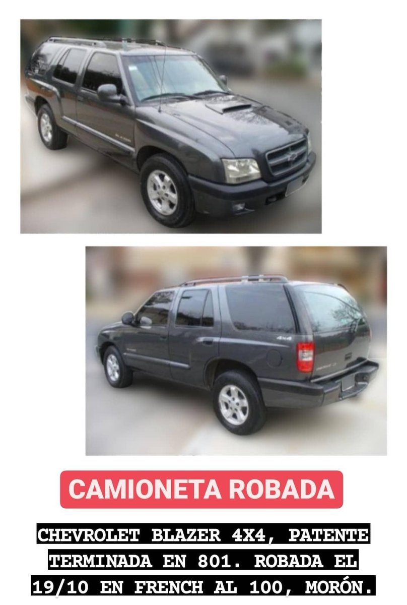 ⚠️ ¡CAMIONETA ROBADA! ⚠️
Por favor cualquier información comunicarse por privado. Me ayudarían muchísimo RT. Gracias!