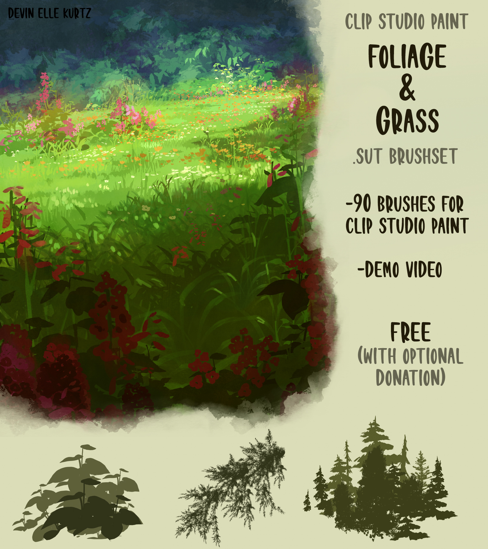 Devin Elle Kurtz on Twitter "Clip Studio Paint 🌱Grass & Foliage