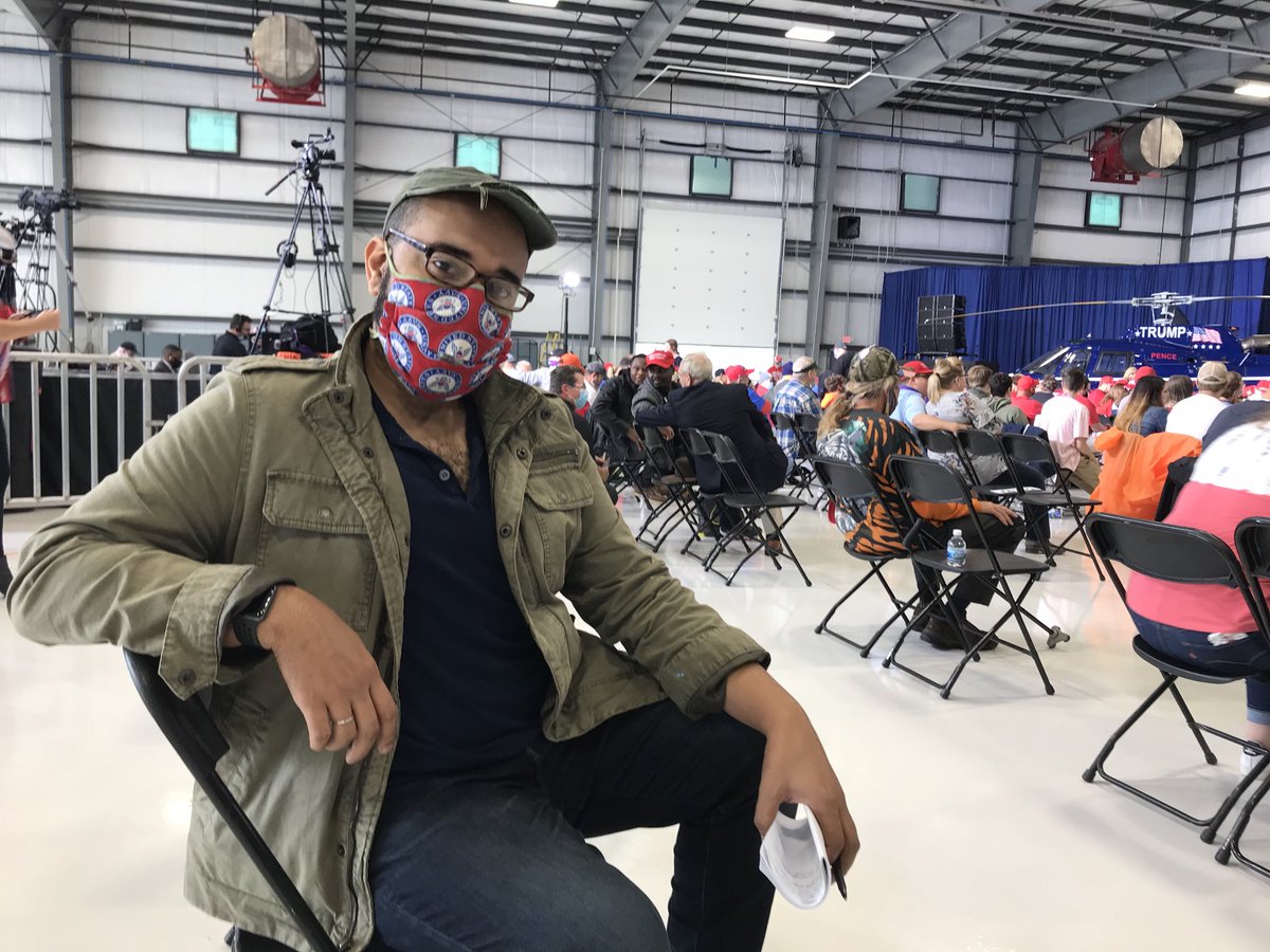 alexcoolidge's tweet photo. NYC playwright Anthony Simone, 33, attended the #PenceRally to observe. He’s writing a play based on folks he meets on campaign trail. ⁦@LunkenAirport⁩ ⁦@Enquirer⁩ https://t.co/umHl9EOPeM