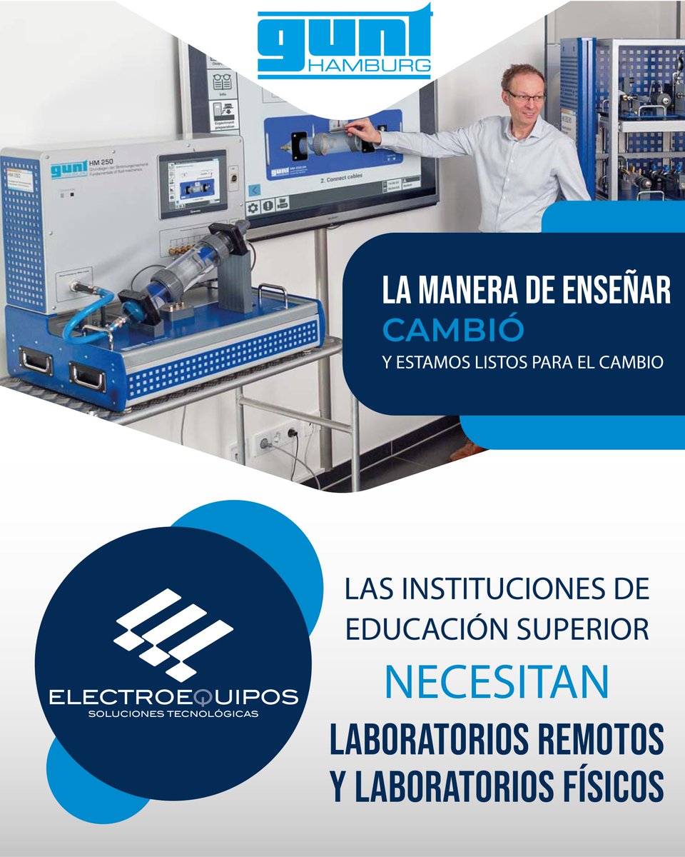 Electro_Col's tweet photo. En Electroequipos Colombia y en @GUNTUK1  queremos contarles acerca de la enseñanza de mecánica de fluidos teniendo en cuenta la nueva normalidad y poder implementar el método de la alternancia. ¡Esperámos pronto te contaremos más! https://t.co/Yu5wupcfsY