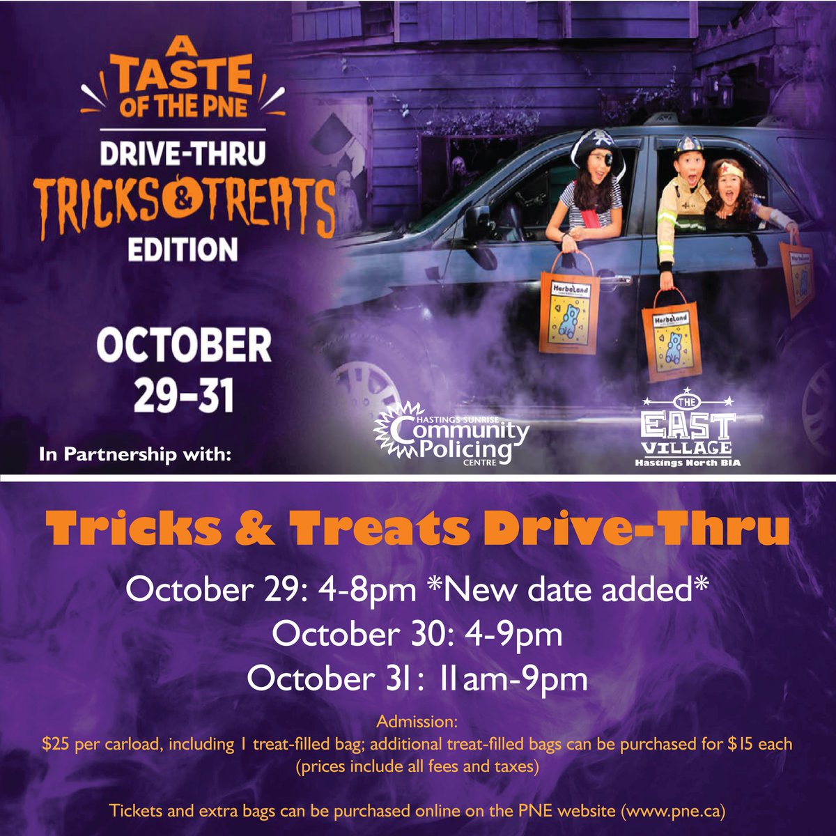 eastvillagevan's tweet photo. #yvrevent Tricks & Treats Drive-Thru is happening from October 29-31st! https://t.co/77KjJEQ4I8