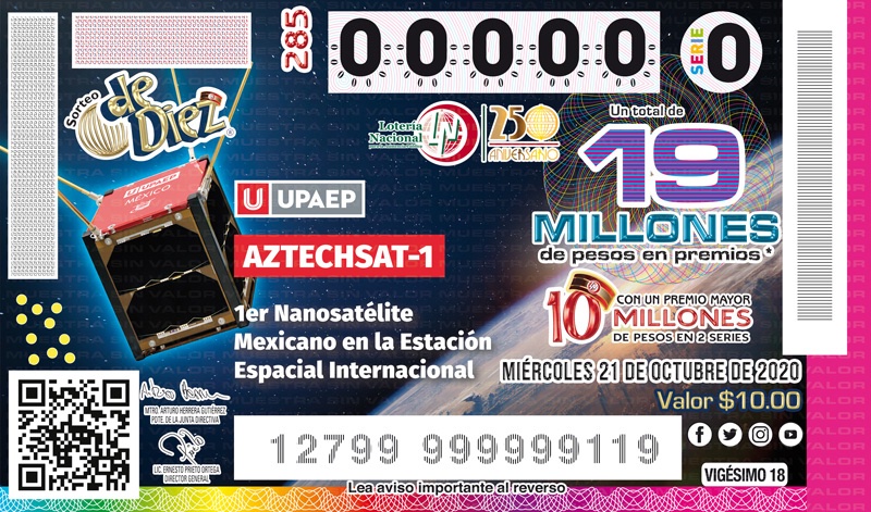 Los cachitos del #SorteoDeDiez conmemoran el 1er nanosatélite mexicano AzTechSat-1 UPAEP

Hay 19 millones de pesos en premios 💰

¡No te quedes sin tus cachitos! 😱

#AyudaYGana