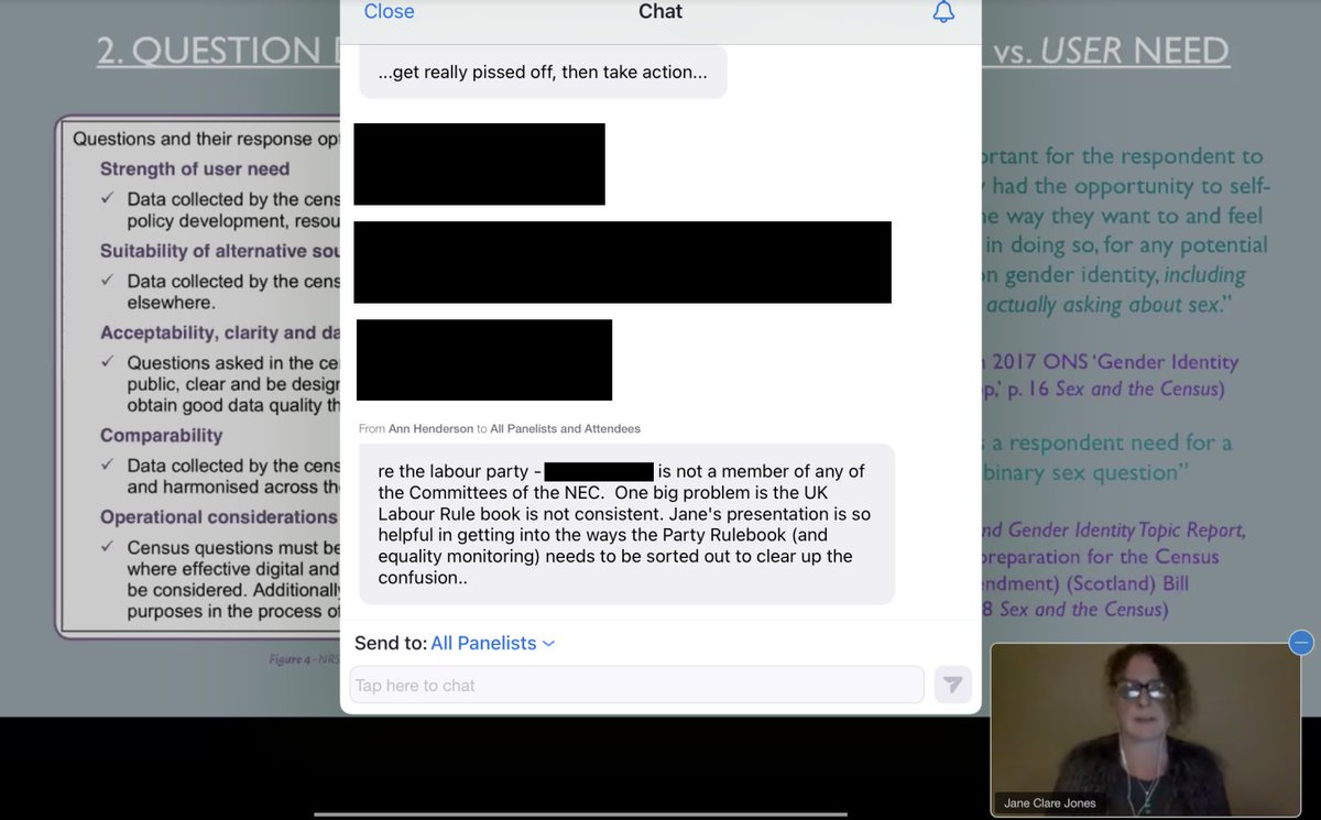 Torr_ro's tweet photo. Extremely concerning to see evidence that Ann Henderson, Labour NEC Equalities Chair and NEC candidate, was at a Woman's Place UK meeting last week.

Here she appears to suggest that the party rulebook should require members to state their legal/birth sex for party records. https://t.co/PsdhemdYwd