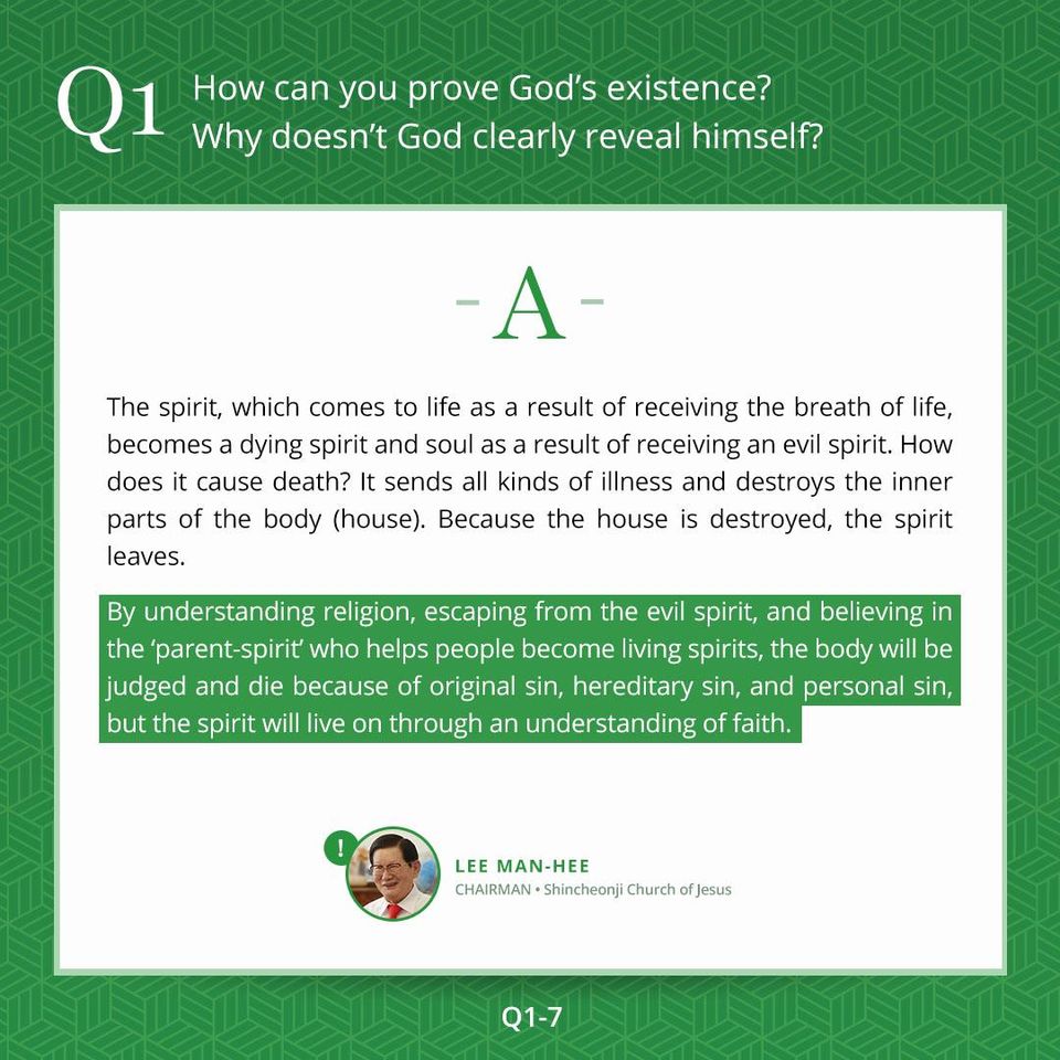 mangugsosung1's tweet photo. #WiseQnA #Question1 #Answer1
How can you prove God's existence?
Why doesn't God clearly reveal himself?
#God #Existence #Life #Spirit #soul #evil #body #Sin #Bible #ShincheonjiChurch #manheelee https://t.co/LlbaxxJSRu