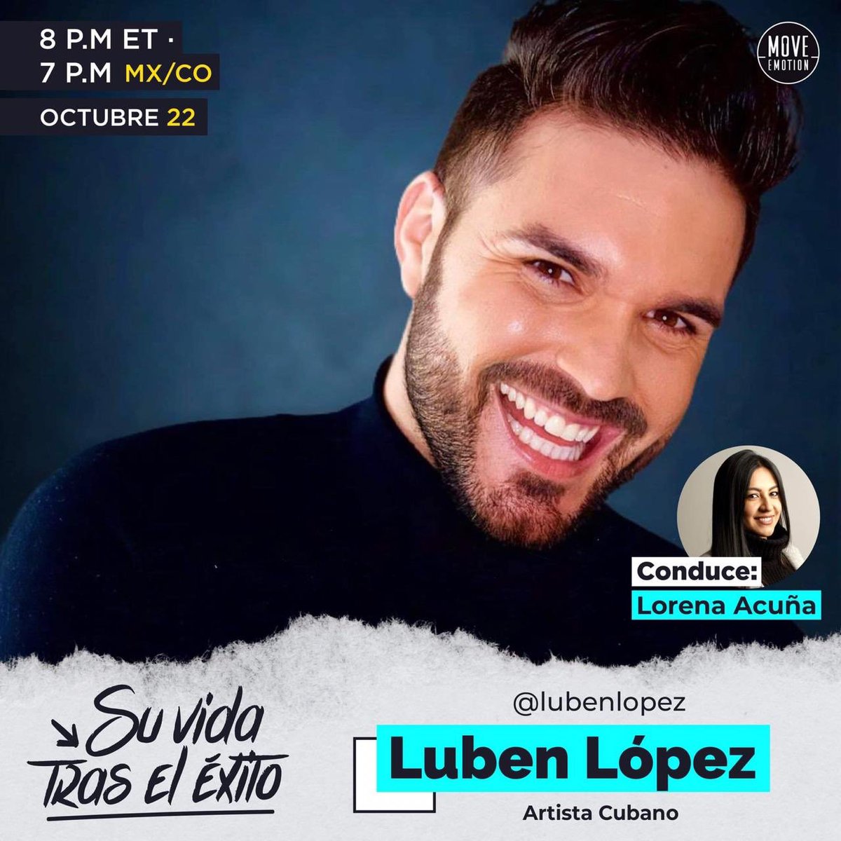 MoveEmotion's tweet photo. 🙋🏽♀️Un nuevo jueves cargado de la mejor música 🎶
Mañana nos acompañará el cubano @lubenlopez, quien nos mostrará su talento artístico y único ser ✨
Conduce: @LoreAcu27 🙋🏽♀️
#Artista #Música #Cuba #MoveEmotion https://t.co/kXcu4vM8aI