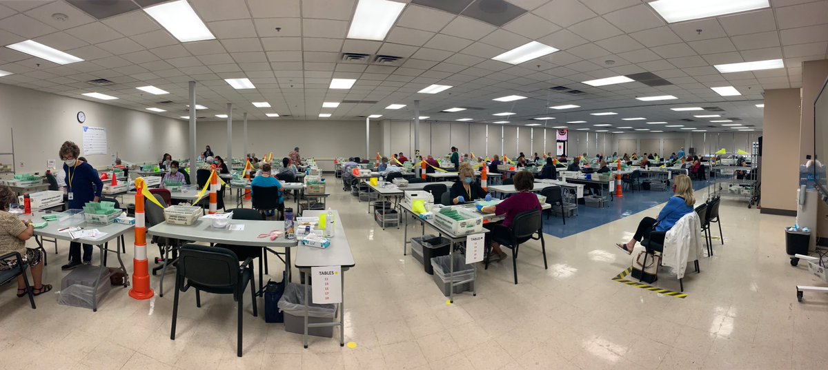 Once the signature is verified, your envelope goes to this room. 100 or so people are making sure the the envelope and your ballot match - there are 1800 unique ballots in Maricopa County