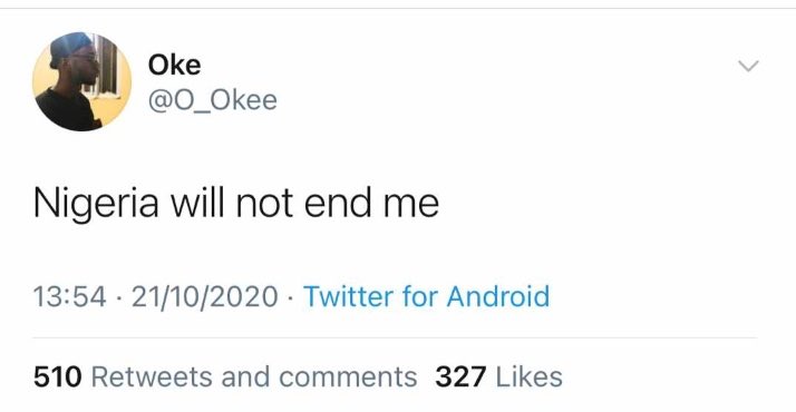 tapfunds's tweet photo. Three hours after posting “Nigeria will not end me” Guess wat ? Nigeria ended him with a bullet to his neck. RIP OKE #RIPOke https://t.co/IRqxammSCL