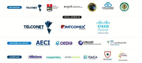 CampCiberEC's tweet photo. Gestores de apoyo:

Asociación Ecuatoriana de Ciberseguridad (AECI) - @AECIb
Corporación Ecuatoriana para el Desarrollo de la Investigación y la Academia (CEDIA) - @CEDIAec 
OWASP - @owasplatam
IEEE Young Professionals Ecuador - https://t.co/B5ctWN0i4L https://t.co/D8bmTqydeO