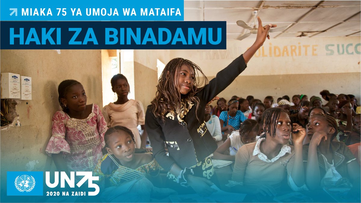 Kukuza na kulinda haki za binadamu ni moja ya malengo ya msingi ya @UmojawaMataifa.
#UN inasaka suluhisho kwa ukosefu wa haki na ulinzi wa haki.
Kila mtu ni sawa katika utu na haki - na kila siku, sote tunaweza #StandUp4HumanRights. https://t.co/A5eCX9puMr
#UN75 https://t.co/VbVMP9Whhq