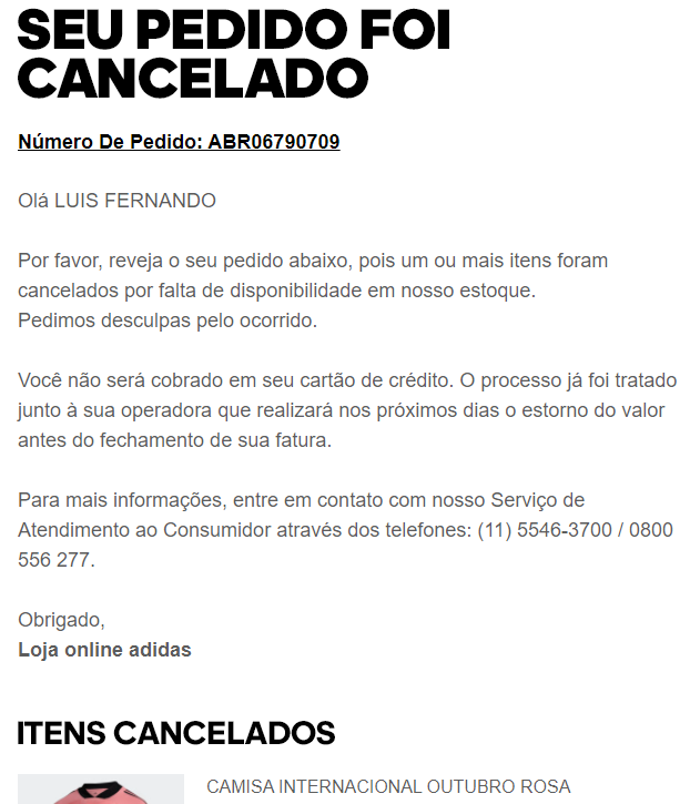 adidas 0800 operadora