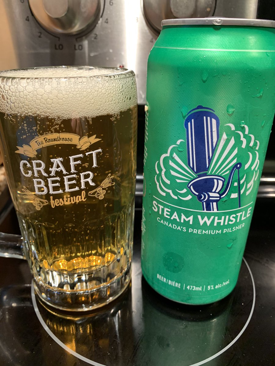 greatbigkid_eh's tweet photo. As I’m nearly finished working my way through the #RHCBF 2020 beer box, I decided to celebrate the folks that put it all together tonight - @SteamWhistle and their flagship Pilsner! Great beer, great beer box, great variety &amp; value. Can’t wait for the next one. https://t.co/gFgSVGlbTQ