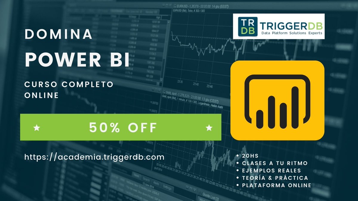 triggerdb's tweet image. No te pierdas nuestra promoción del curso online y completo de Microsoft Power BI academia.triggerdb.com/p/powerbicompl…