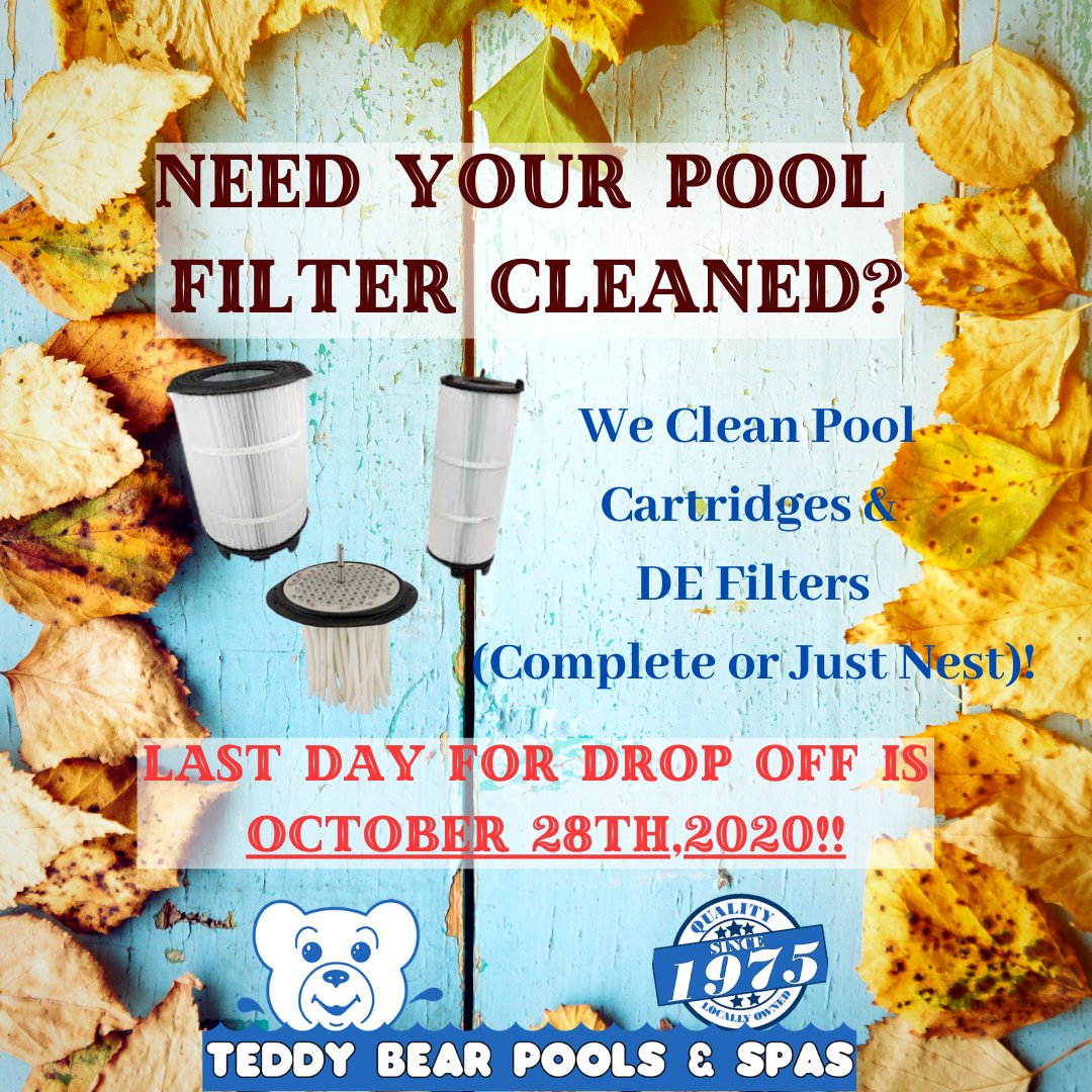 🚨Only One Week Left to get Your Pool Filter Cleaned at Our Retail Store!!

❄️Our soak tanks will be winterized and closed up for this season following this last week!