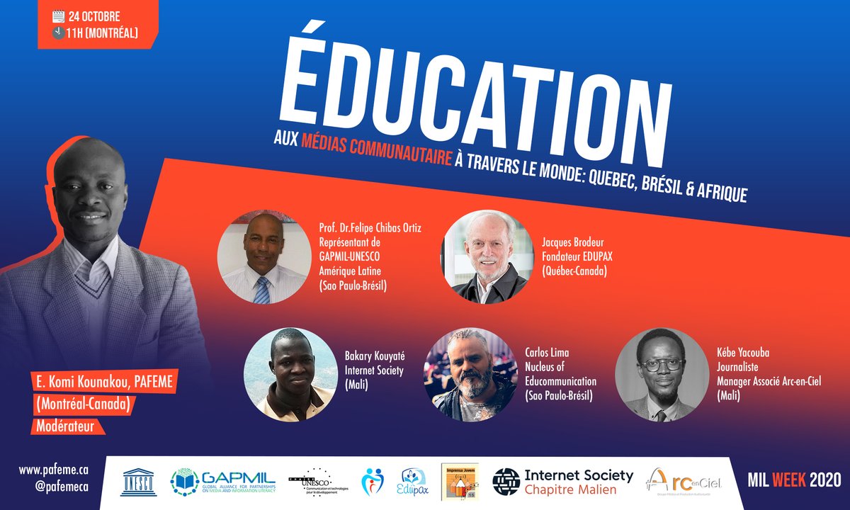 isocml's tweet photo. Semaine Mondiale de l'Éducation aux Médias et à l'Information ( MIL Week ) de l'Unesco du 24 au 31 octobre.
Au nom d'@isocml, j'interviendrai avec @kebeyacou du @GroupeArcEnCiel
🔗https://t.co/E7ha8nas6x
📆24 Oct
🕰️15h GMT
@DiawaraAmadou82 @VictorNdonnang @NICduMali @yayesidibe https://t.co/vrW8FhHJ49