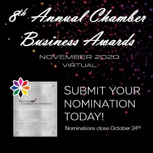 Our 8th Annual Chamber Business Awards presented by <a href="/RBC/">RBC</a> are coming up soon but we need your nominations for Entrepreneur, Community Builder, Employer, or Corporate Ally: mb-lgbt.biz/nominate/