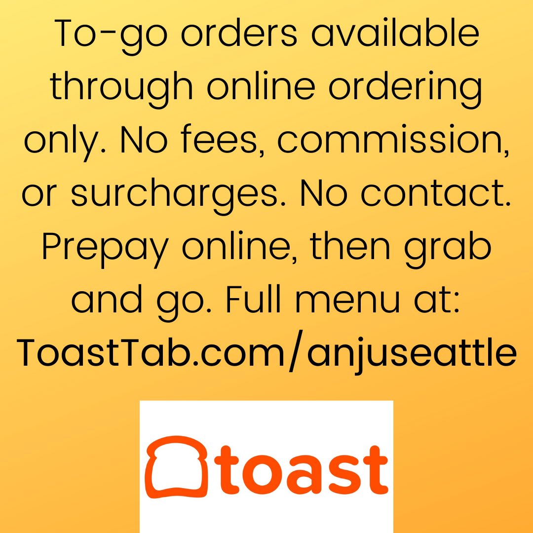 AnjuBarSeattle's tweet photo. Another adjustment in the Covid world of doing business. Thank you for supporting!! #AnjuSeattle #anju #takeoutfood #onlineordering #whitecenter #whitecenterseattle https://t.co/Pu5x71T4we