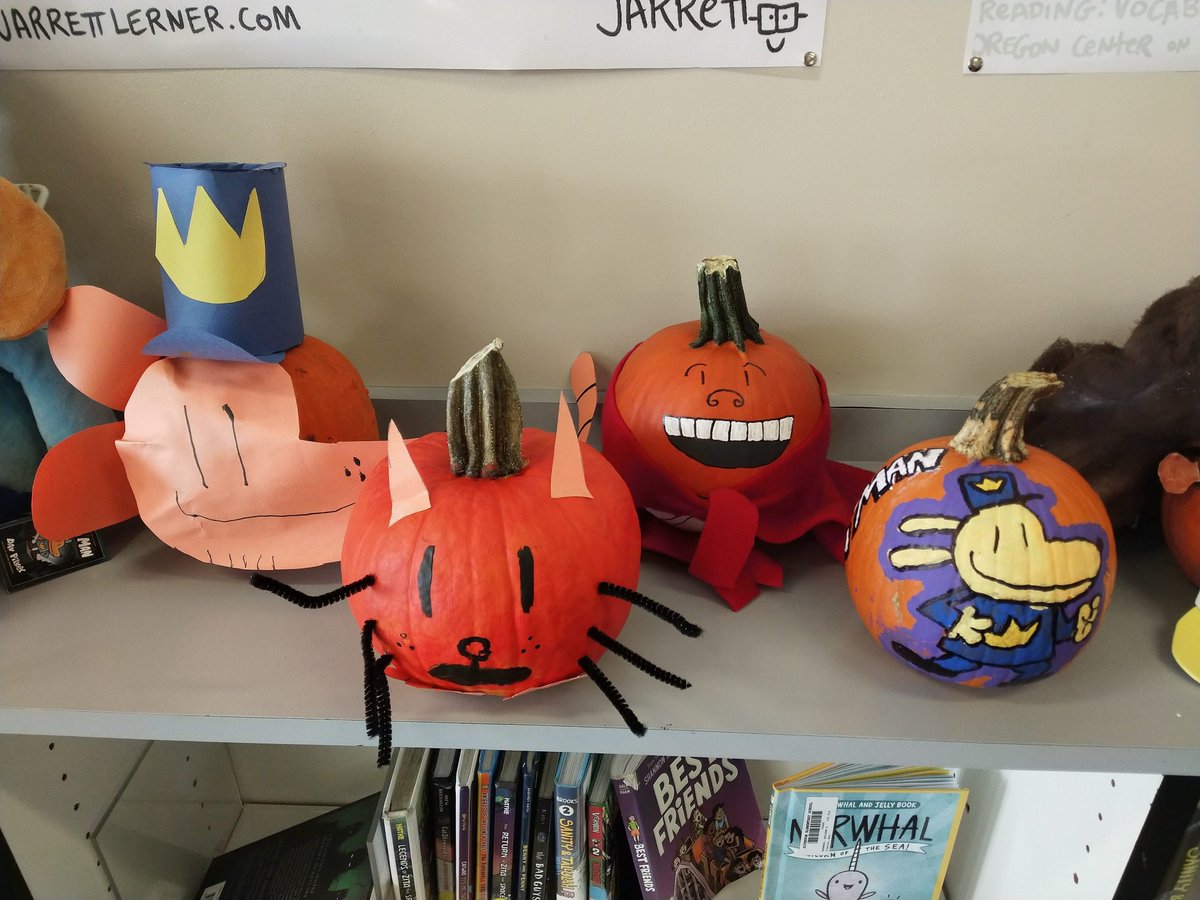 RivertonLMC's tweet photo. Hey @RivertonElem kiddos! We've added some new 3rd grade pumpkins to the library. Do you spot any of your favorites characters? https://t.co/3ROCAlVaJn