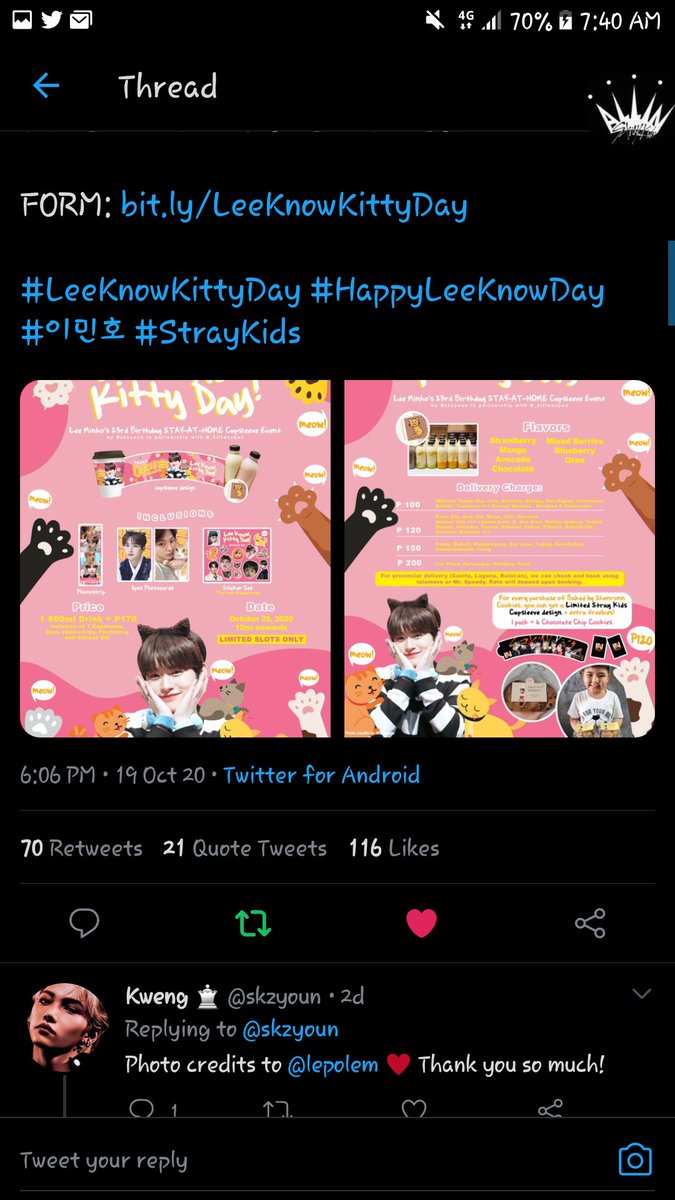 Fairygoddeong's tweet photo. @skzyoun @_kittensbox @Stray_Kids Tysm for this ga🤗
@tteokyongbokkie
@eristaynadine_
@YvesDancingswan
@feliconicx
@blankiljae
#LeeKnowKittyDay
@Stray_Kids #HappyLeeKnowDay https://t.co/QwlTubBNdU