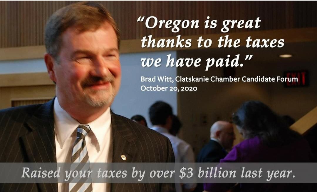 BackOregon's tweet image. Freaking crazy, really! Brad Witt is not good for Oregon. #taxes #taxedenoughalready #Pushback #orpol #orleg #VoteBrianStout @BrianGStout