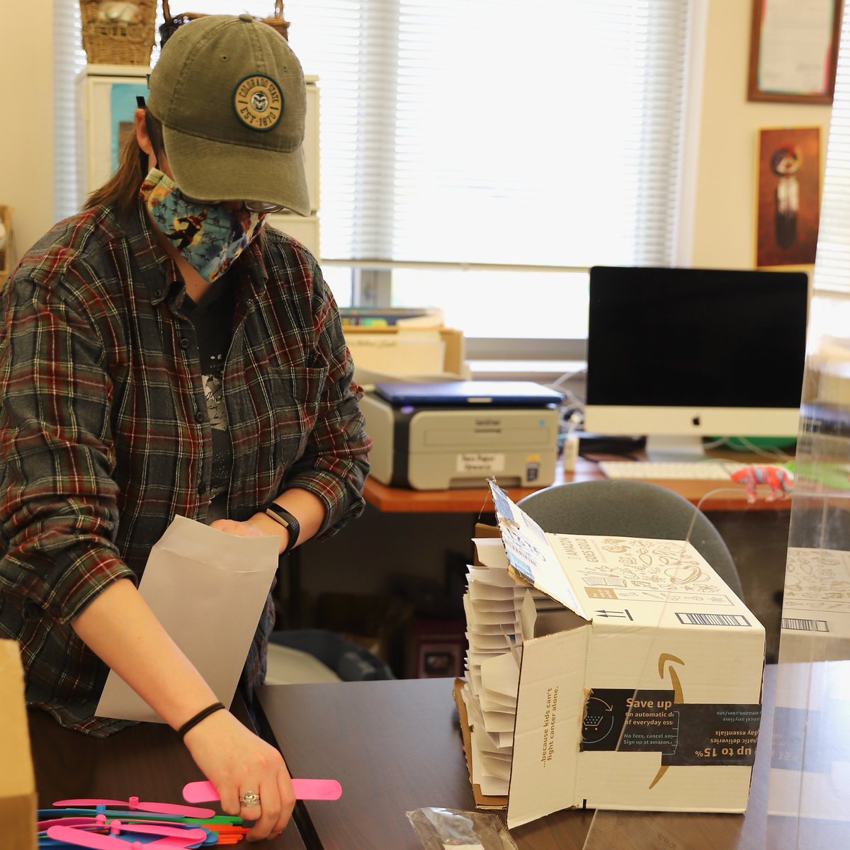 CSULSOP's tweet photo. The Little Shop crew is hard at work assembling science-at-home kits which will be shipped to our Native American partners. Thank you to the the @halliburton Foundation for your sponsorship. #PineRidge #WindRiver @CSUNACC https://t.co/Tc6YubKrSp