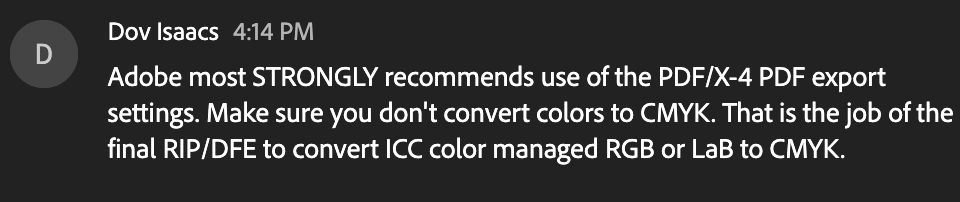 Pretty neat to have Adobe’s Chief Scientist, Dov Isaacs (aka Pope of Print and PDF) kindly chime in to answer a PDF Settings question in the Chat pod during my #AdobeMAX session on using InDesign files for print projects. linkedin.com/in/isaacs/