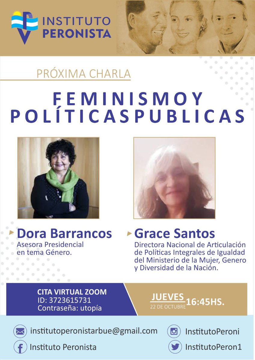 ParteDiversidad's tweet photo. 📌 Les invitamos a participar de este encuentro junto a Dora Barrancos y Grace Santos. 💜

👉 Jueves 22/10 16.45 hs Vía zoom.

#feminismo #PolíticasPúblicas
#género #igualdad #construyendounasociedadmásigualitaria https://t.co/zNvxjMYNTE