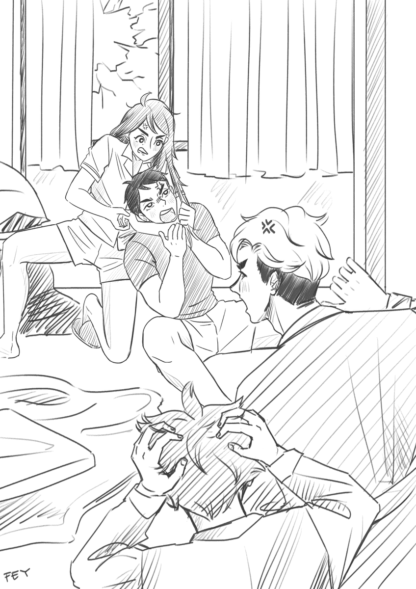 behold the result of brainstorming with my good friend fey about osamu and wedding nights and bunk-beds and fistfights and atsumu having an aneurysm which is this fic that I pulled straight out of my ass once again (art by the one and only 
@fey_cia )

https://t.co/CSGNHYCzpJ 