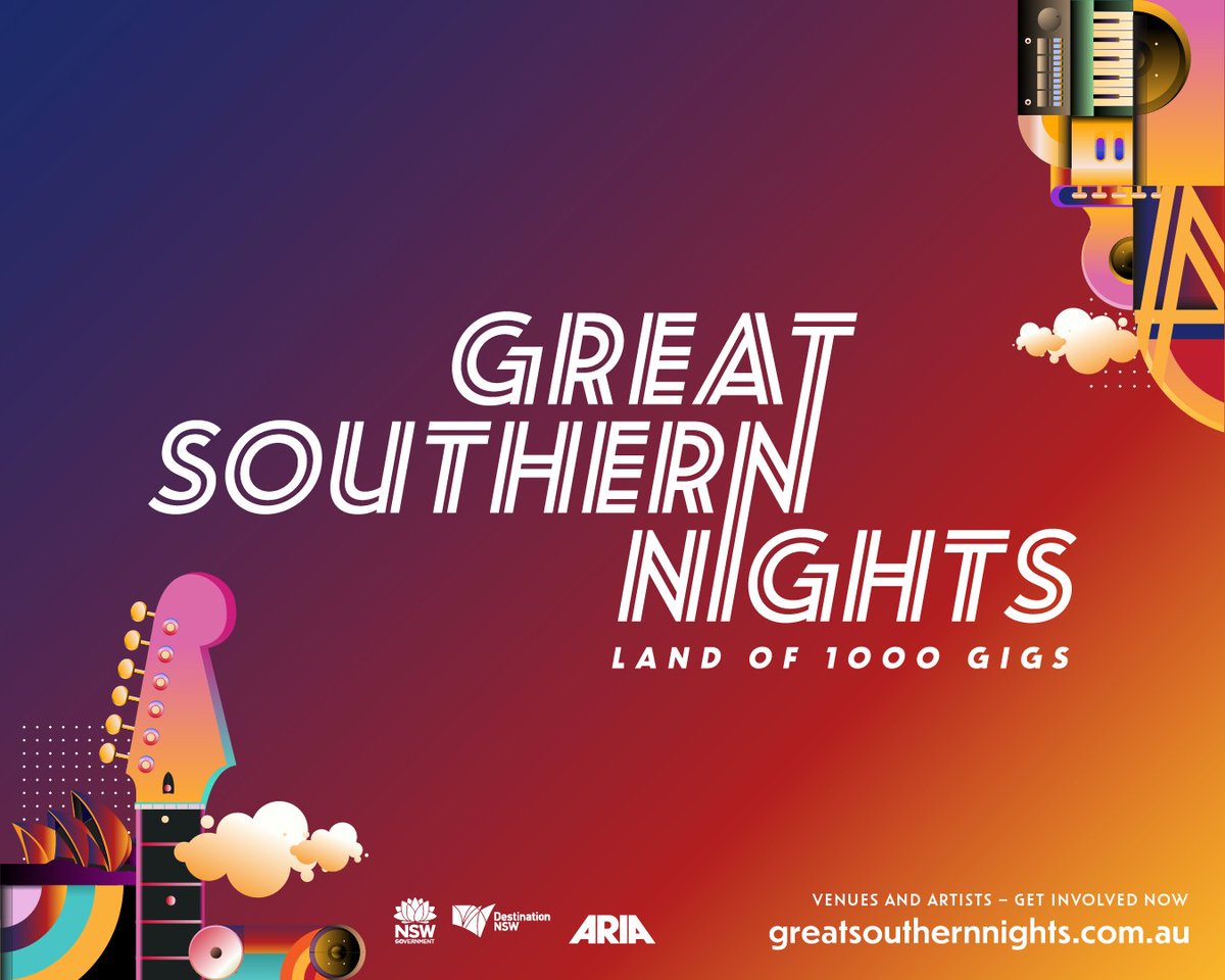 🎫GREAT SOUTHERN NIGHTS TICKETS NOW ON SALE
November is set to be a mammoth month for the music industry in NSW with 1000 COVID-safe gigs to take place across Greater Sydney and 130+ NSW towns.
For more info visit https://t.co/kWGz3vkgSD https://t.co/kIVkB2QJ9L