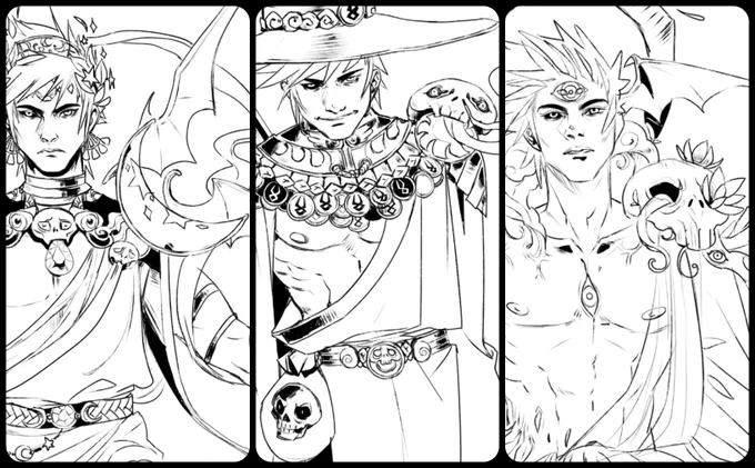 The line art for the Chthonic God mantles are done!!! like last time, the next time I post about these it'll be the finished colored pieces ;) 
