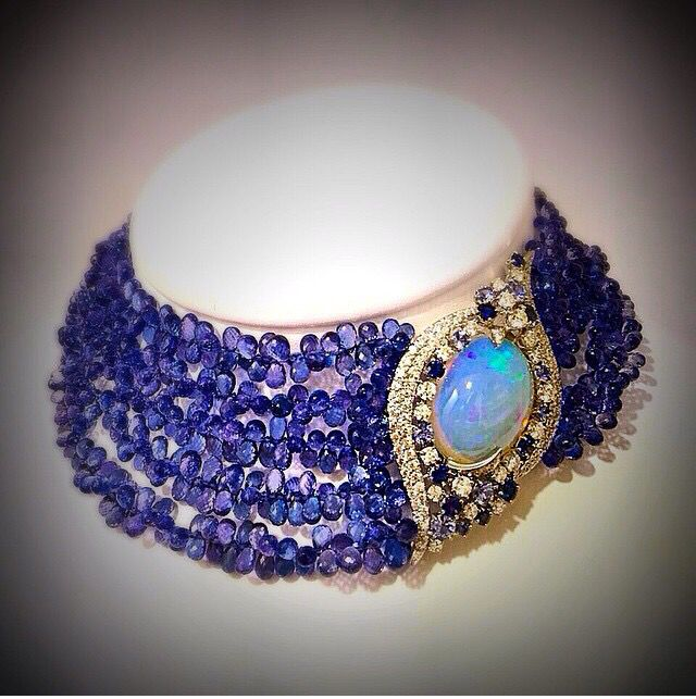 From Scavia, we saw this before in the now dead opal thread. I believe the beads are tanzanite briolettes.