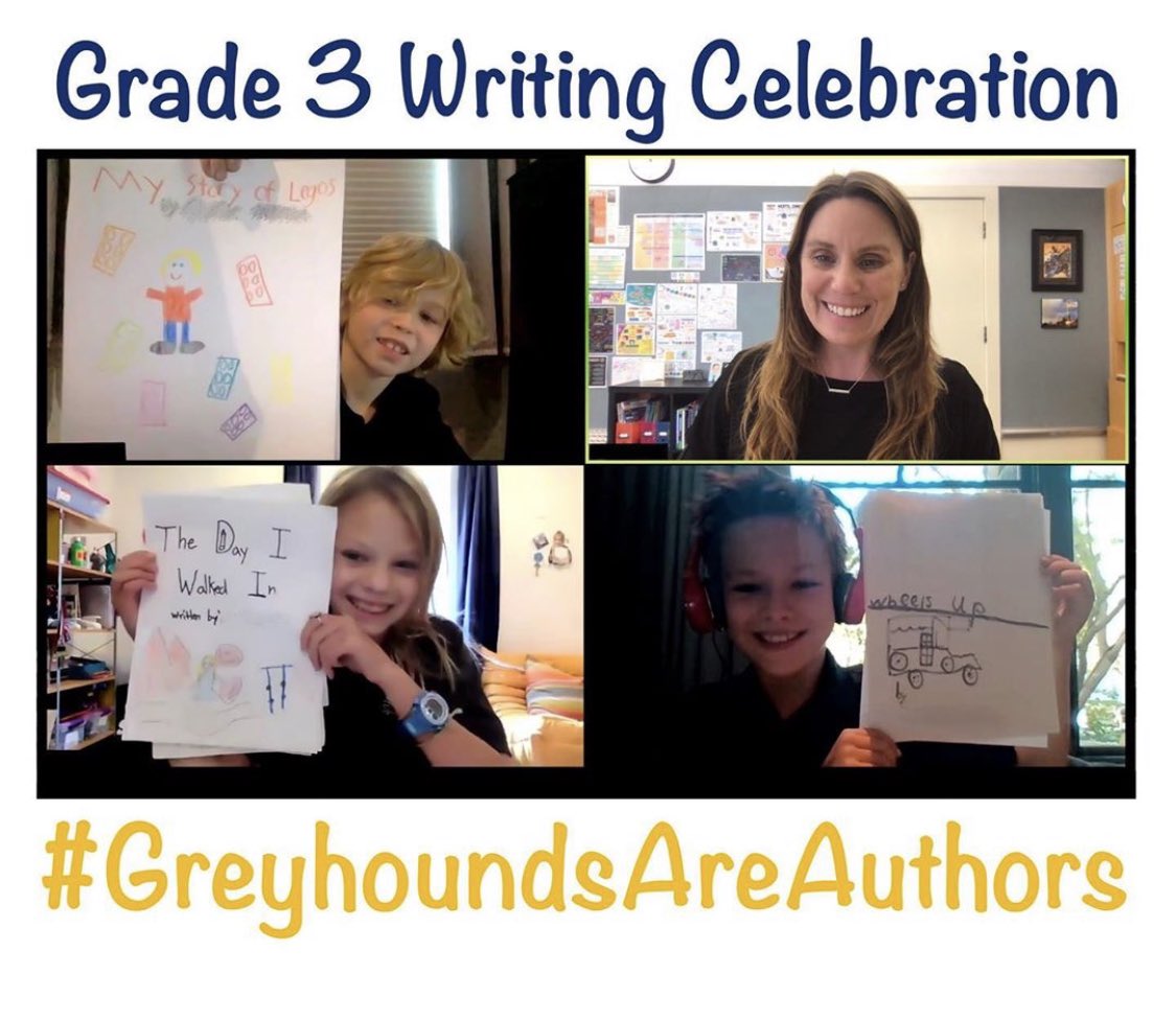 Our teachers are very creative in finding ways to celebrate student learning. Congratulations to our young authors on publishing their first story of third grade! #LifeAtJTD <a href="/JTDschool/">John Thomas Dye</a> #3rdgradersrock #GreyhoundsAreAuthors