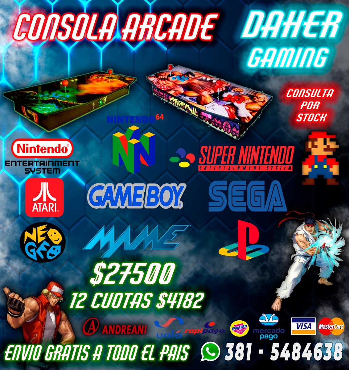 DaherGaming's tweet photo. ➥ WhatsApp: +54 381-5484638⁣⁣
➥ Todas las formas de pago!⁣
➥ Envío gratis (Andreani)
➥ Sin recargo en Tarjeta de Débito (VISA o MASTERCARD) - Saldo de Mercado Pago - Saldo UALA
#argentina #juegos #ventaonline #venta #tucuman #shoponline #arcade #consolaarcade #BuenosAires https://t.co/lW0ockeAKz