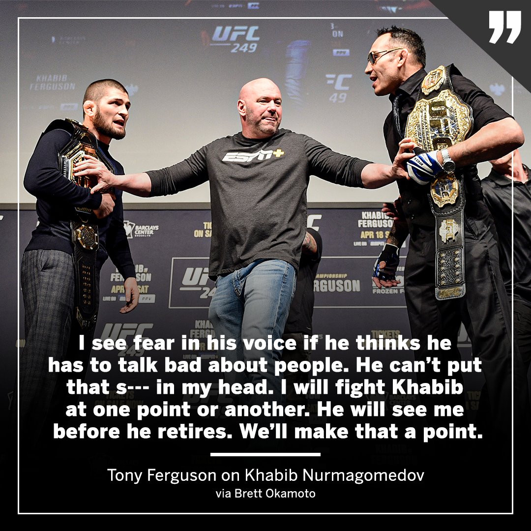 As #UFC254 draws near, Tony vows to fight Khabib before The Eagle flies away for good.
(via @bokamotoESPN) https://t.co/qekKDOm9td