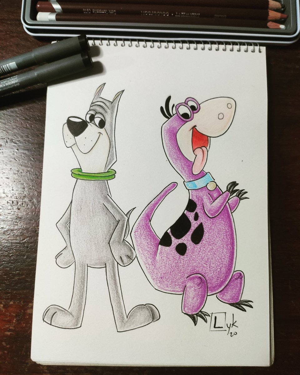 BmoLyk's tweet photo. @professorlaqua challenge completed!
  Day 21: Hanna Barbera 🤪

#mestreilustrador #laquatober2020 #derwentpencils #desafiodesenho #drawingchallenge #challengeday21 #desafiodia21 #hannabarbera #theflintstones #thejetsons #dinoflintstones #astrojetsons https://t.co/UcxGc0peqY