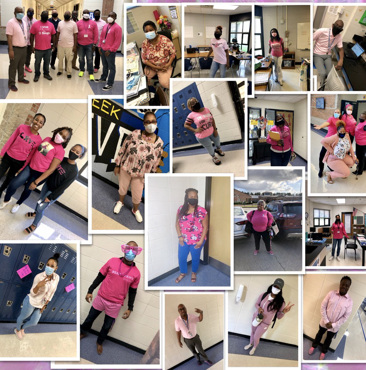 BearCreek_PBIS's tweet photo. On Wednesday... We Wear Pink ! 💖
The @BearCreekMS students and staff painted the halls pink in their attire in support for #BCMSThinkPinkWeek today for our Pink Out! #BreastCancerAwarenessMonth 🎀💖💗 #SupportingTheFighters #PawsForPBIS #AllBearCreek @BCMSCheer_Dance https://t.co/HziMzZLYDi