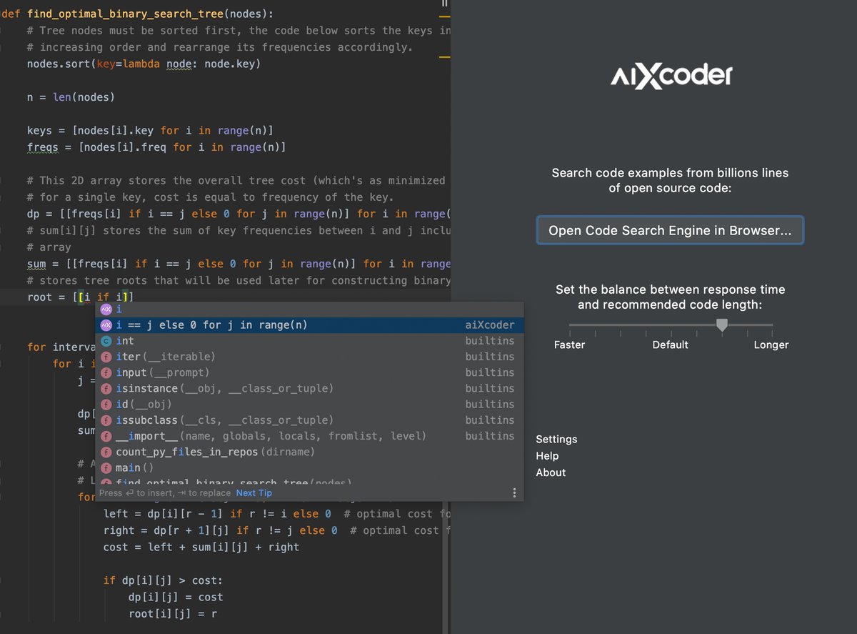 AiXcoder's tweet image. Wow, the aiXcoder caught repeat pattern in code, such as list comprehension in picture blew.